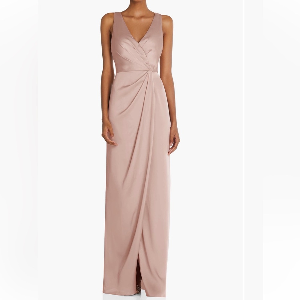 After Six • Gown • Sleeveless Wrap Dress • Satin Maxi • 14R • Light Pink